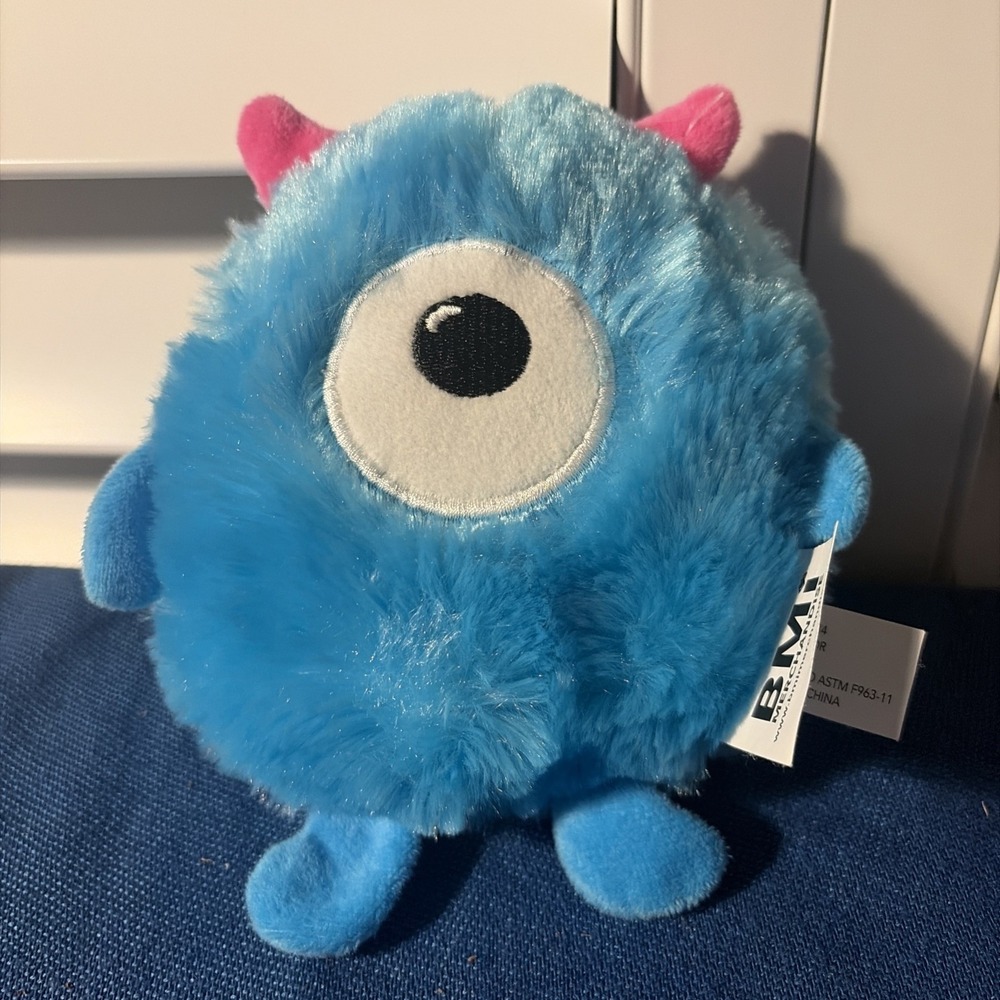 BMI Merchandise Blue One Eyed Monster Plush Pink Ears 6"